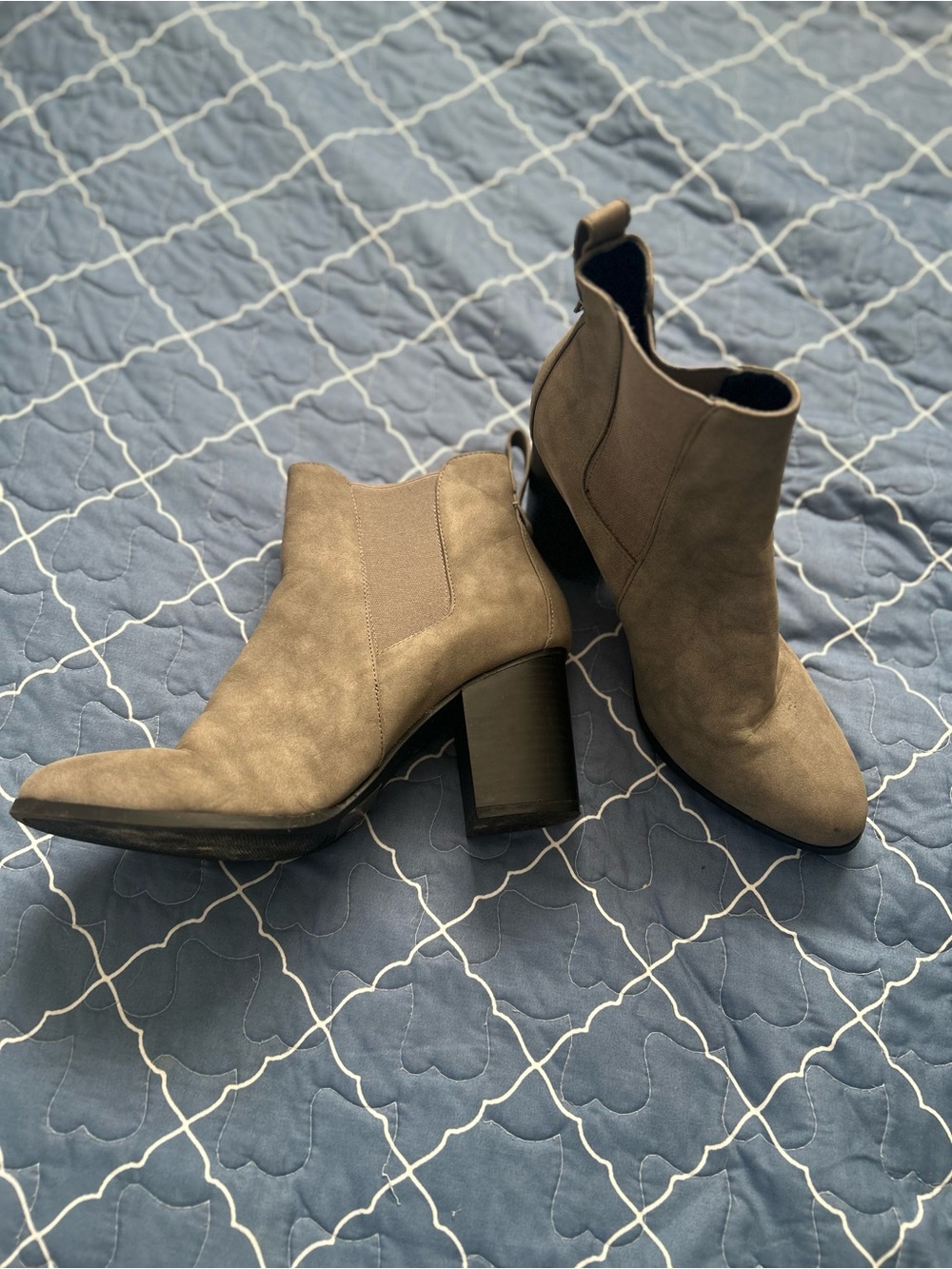 Rue21 Gray Suede Block Heel Chelsea Booties